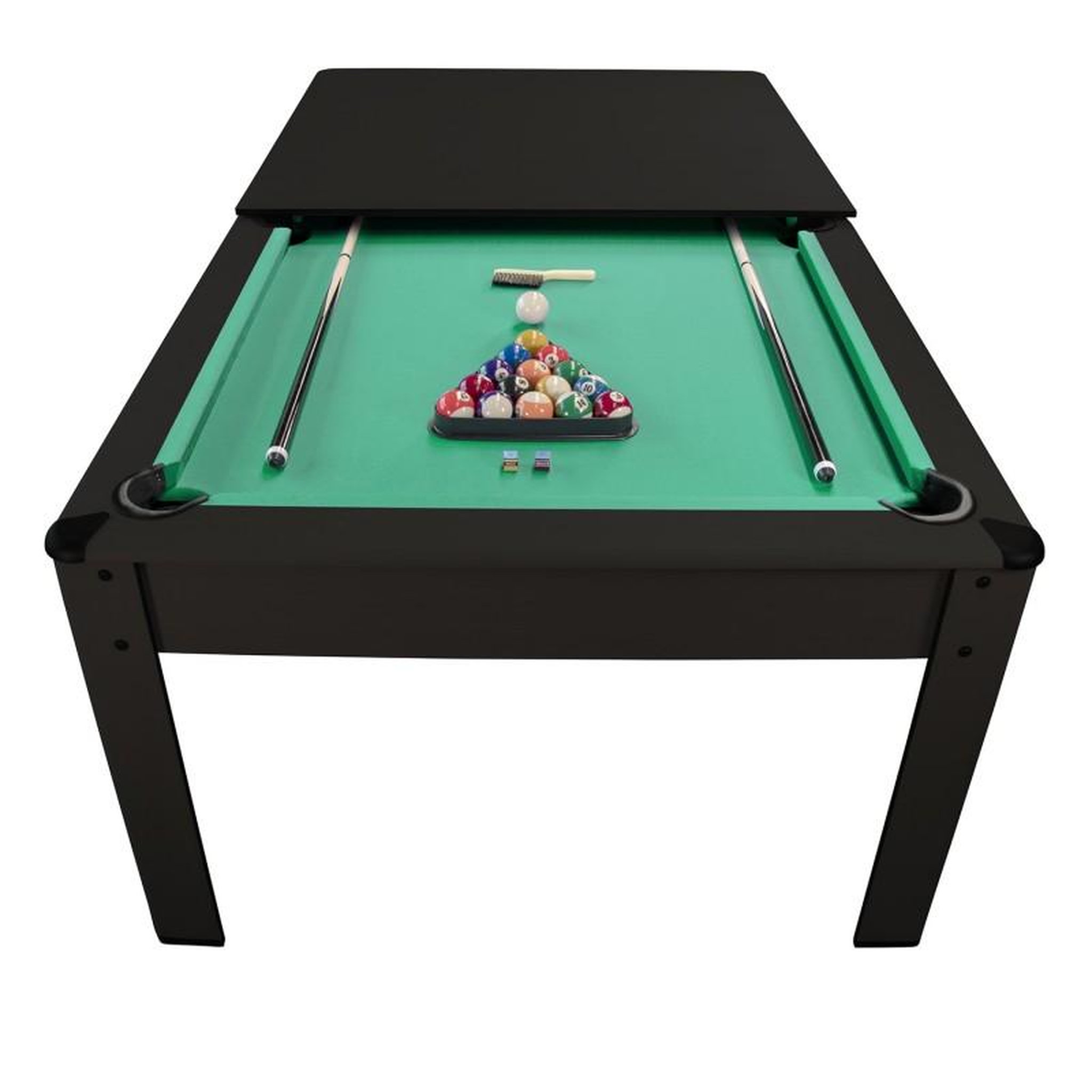 Voir la diapositive 1 : PLAY4FUN Billard Américain HARMONY 6Ft - 206,5 x 116,5 x 80 cm avec accessoires et plateau dînatoire - Couleur Noir