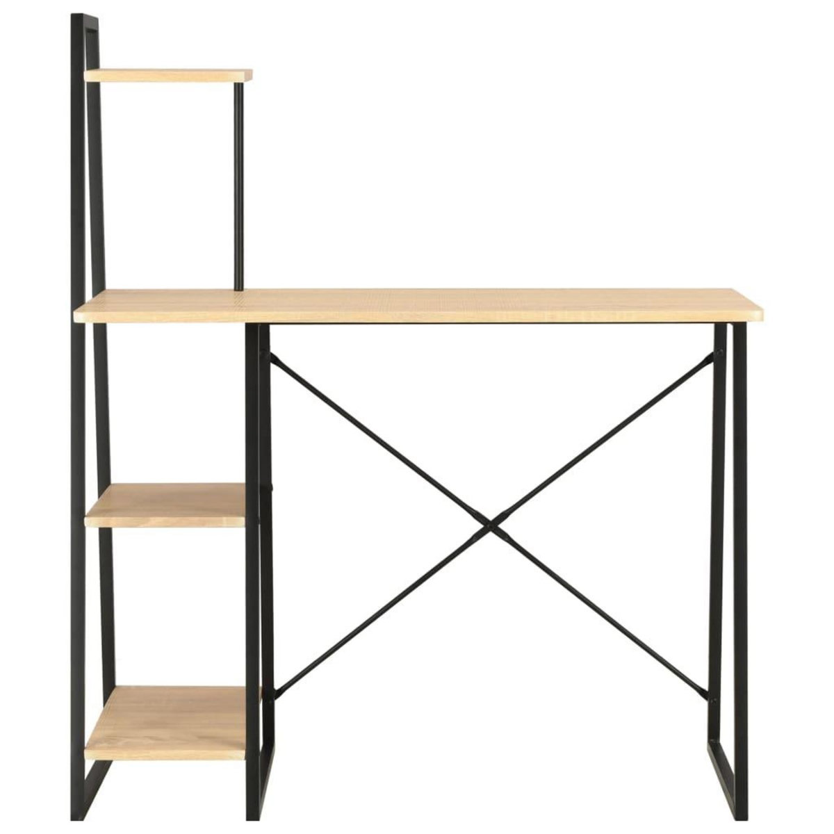 VIDAXL Bureau avec etagere Noir et chene 102x50x117 cm