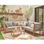 Voir la diapositive 1 : BEST MOBILIER Papua - salon bas de jardin 5 places - bois, corde et coussins gris