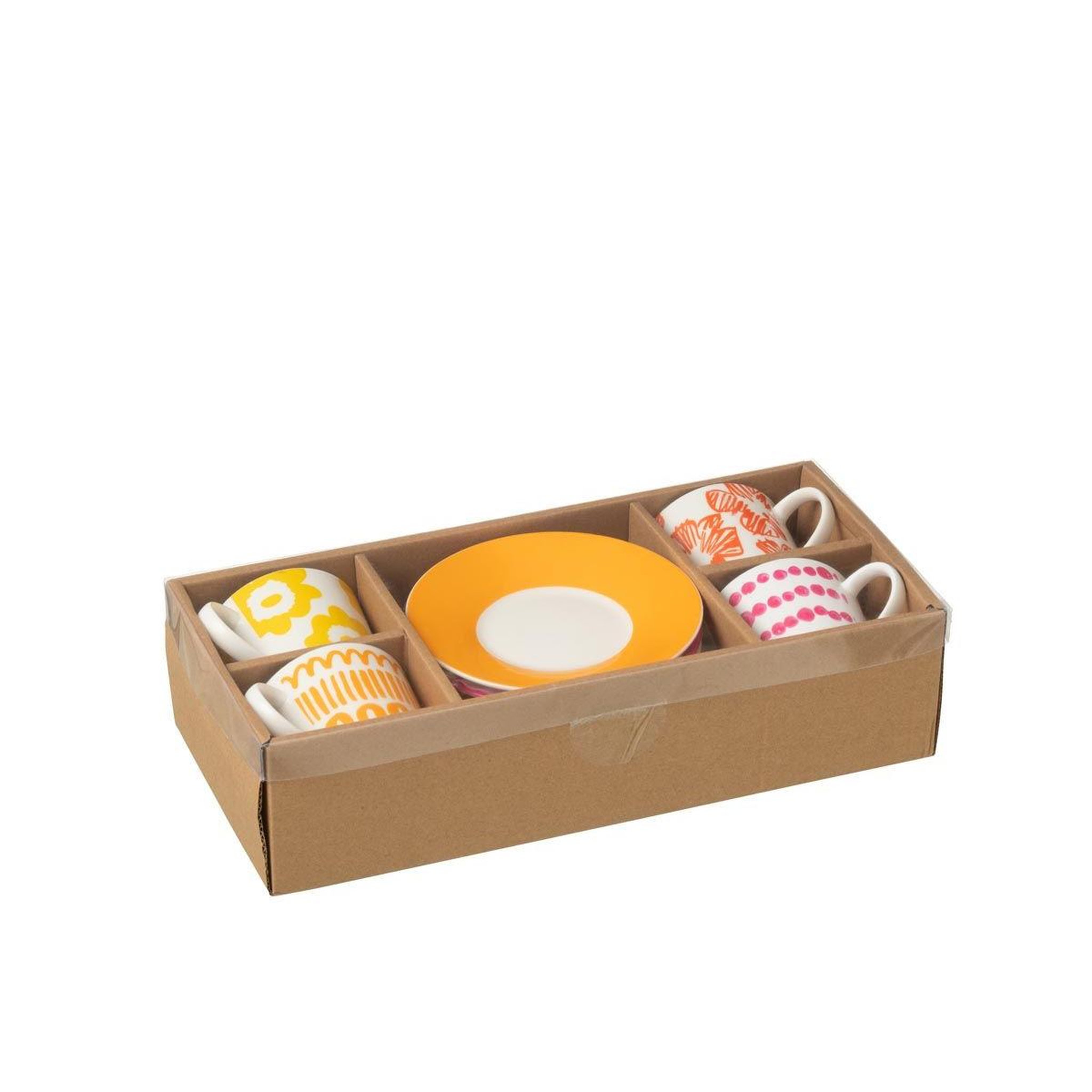 Voir la diapositive 4 : J-LINE Lot de 4 tasses & sous-tasses  fiesta sud  9cl multicolore