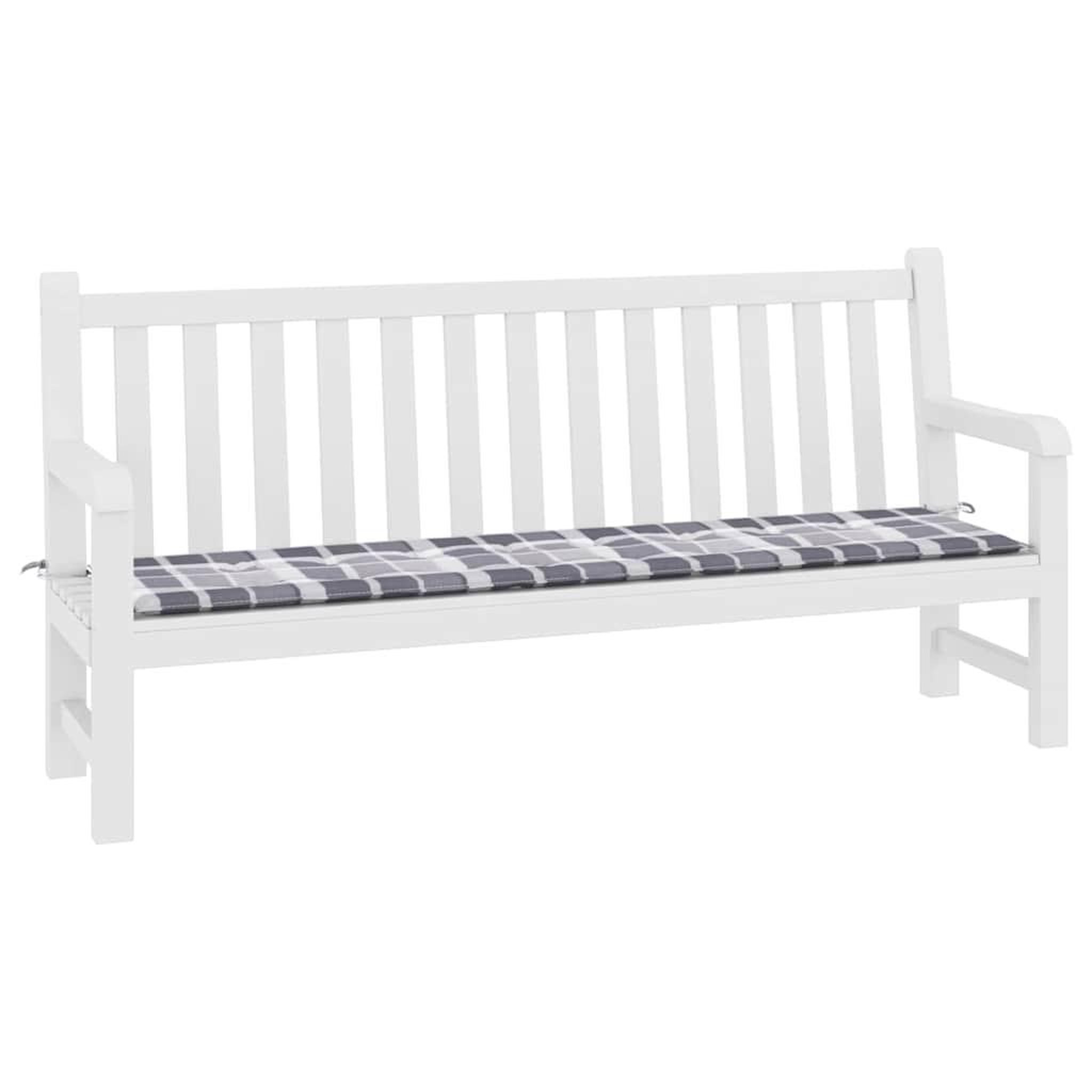 Voir la diapositive 3 : VIDAXL Coussin de banc de jardin motif a carreaux gris 200x50x3 cm