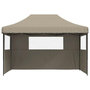 Voir la diapositive 3 : VIDAXL Tente de reception pliable escamotable 3 parois laterales taupe