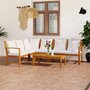 Voir la diapositive 1 : VIDAXL Salon de jardin 5 pcs avec coussin Creme Bois d'acacia solide