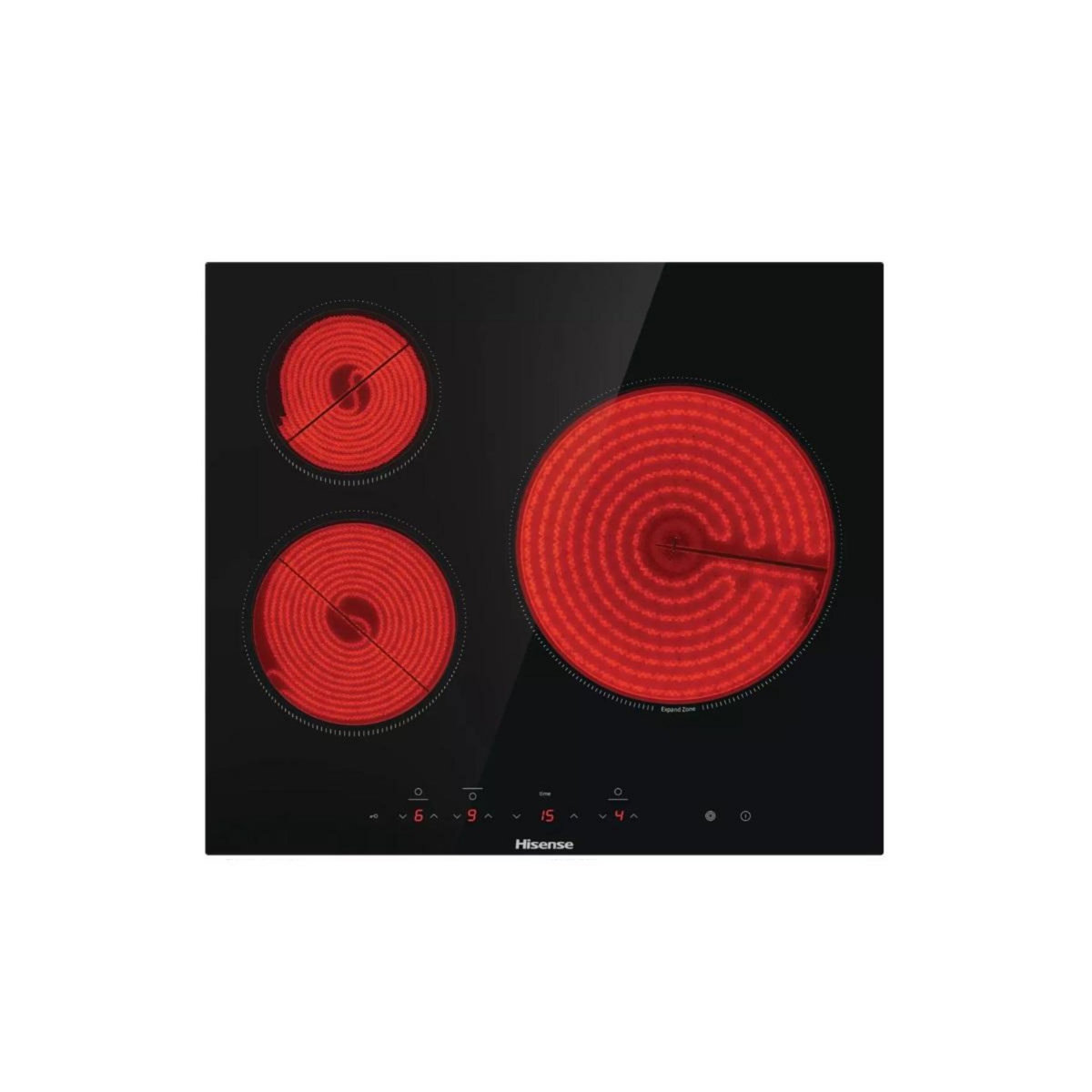 Hisense Table de cuisson vitrocéramique 60cm 3 feux 5700w noir - E6322C