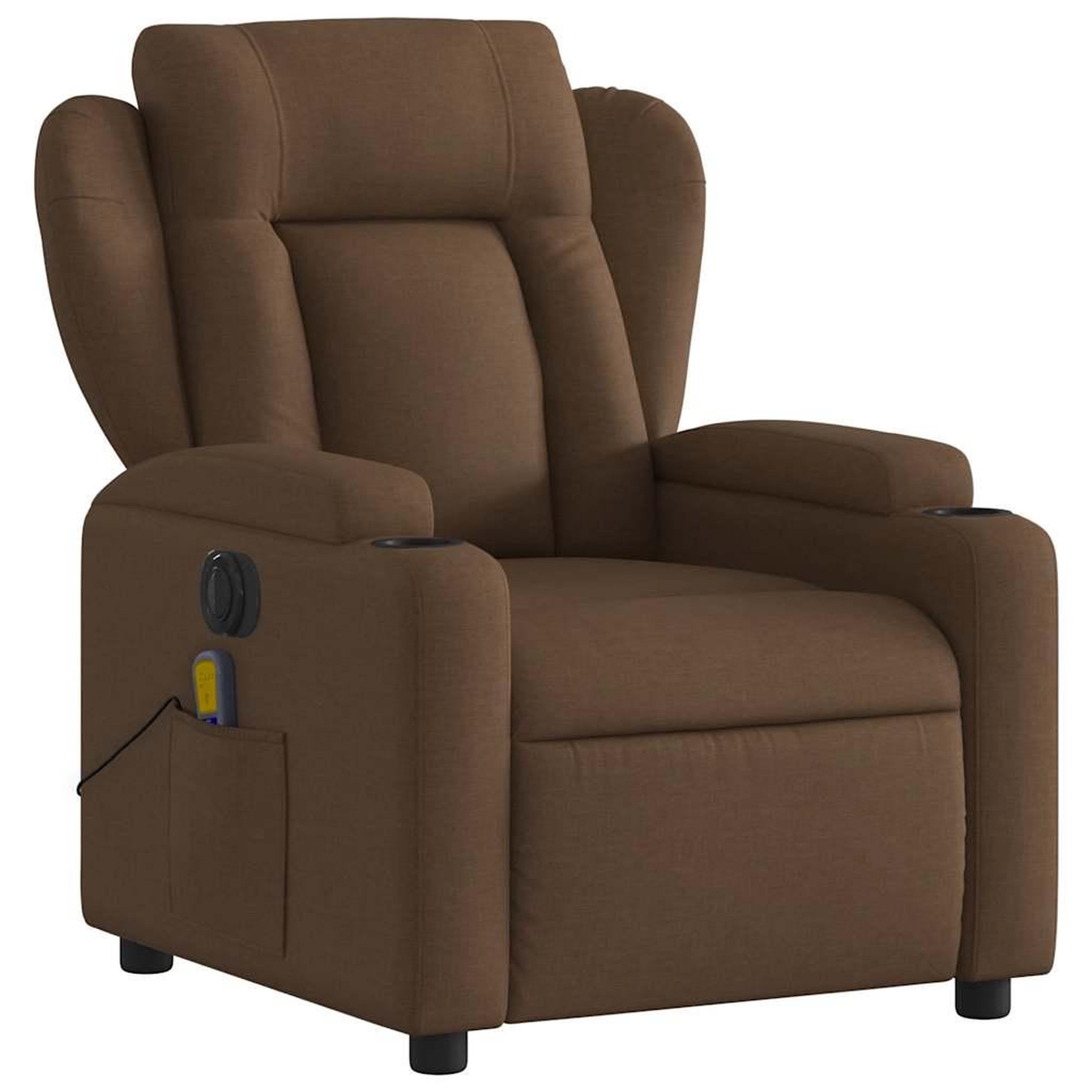 Voir la diapositive 4 : VIDAXL Fauteuil inclinable de massage electrique marron tissu