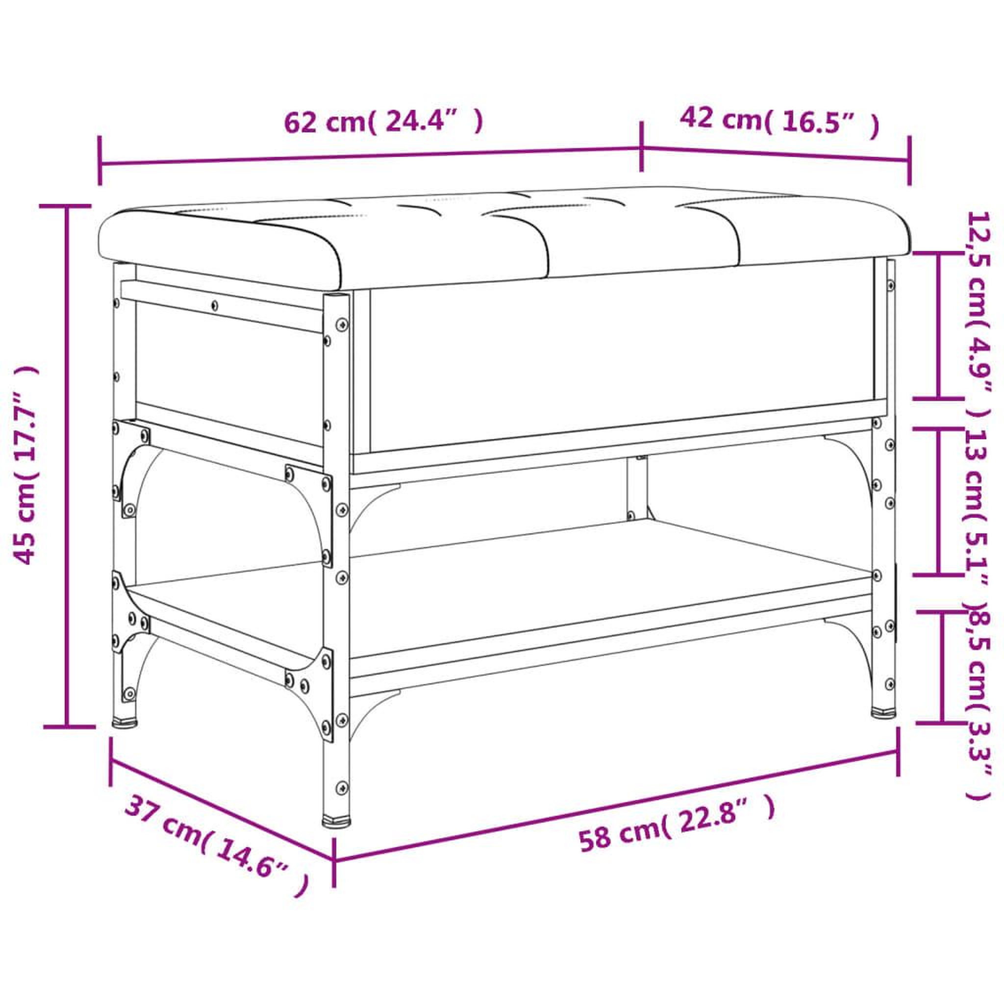 Voir la diapositive 6 : VIDAXL Banc a chaussures chene marron 62x42x45 cm bois d'ingenierie