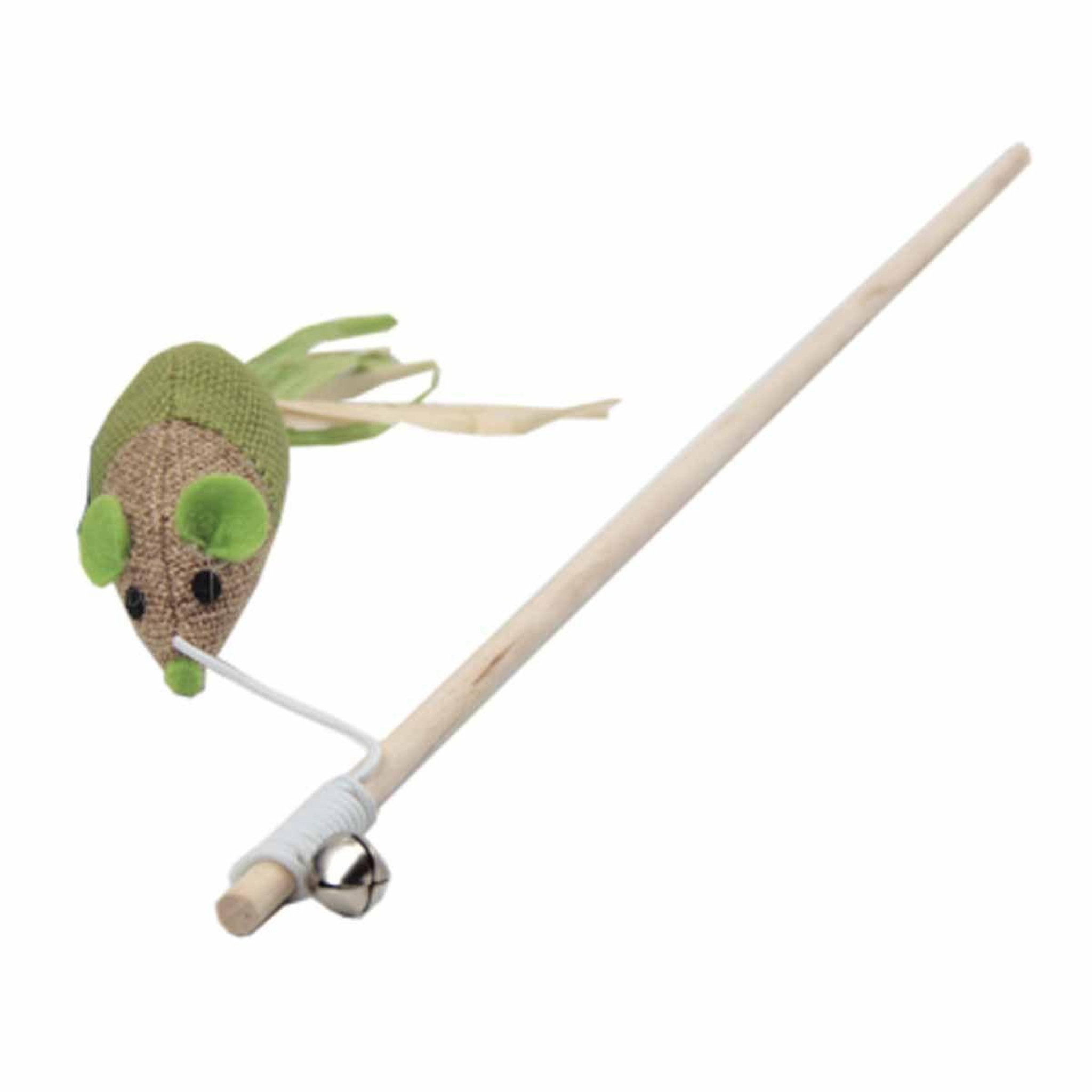 HOMEA Jouet pour chat  canne à pêche  40cm vert