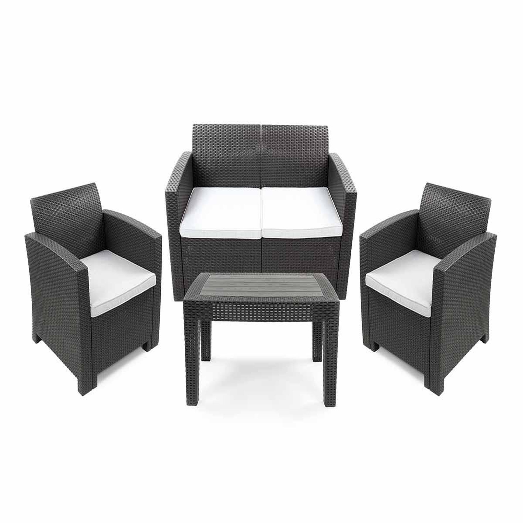JARDIDECO Salon de jardin en résine tressée Vinto 4 places Anthracite - Jardideco