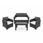 JARDIDECO Salon de jardin en résine tressée Vinto 4 places Anthracite - Jardideco