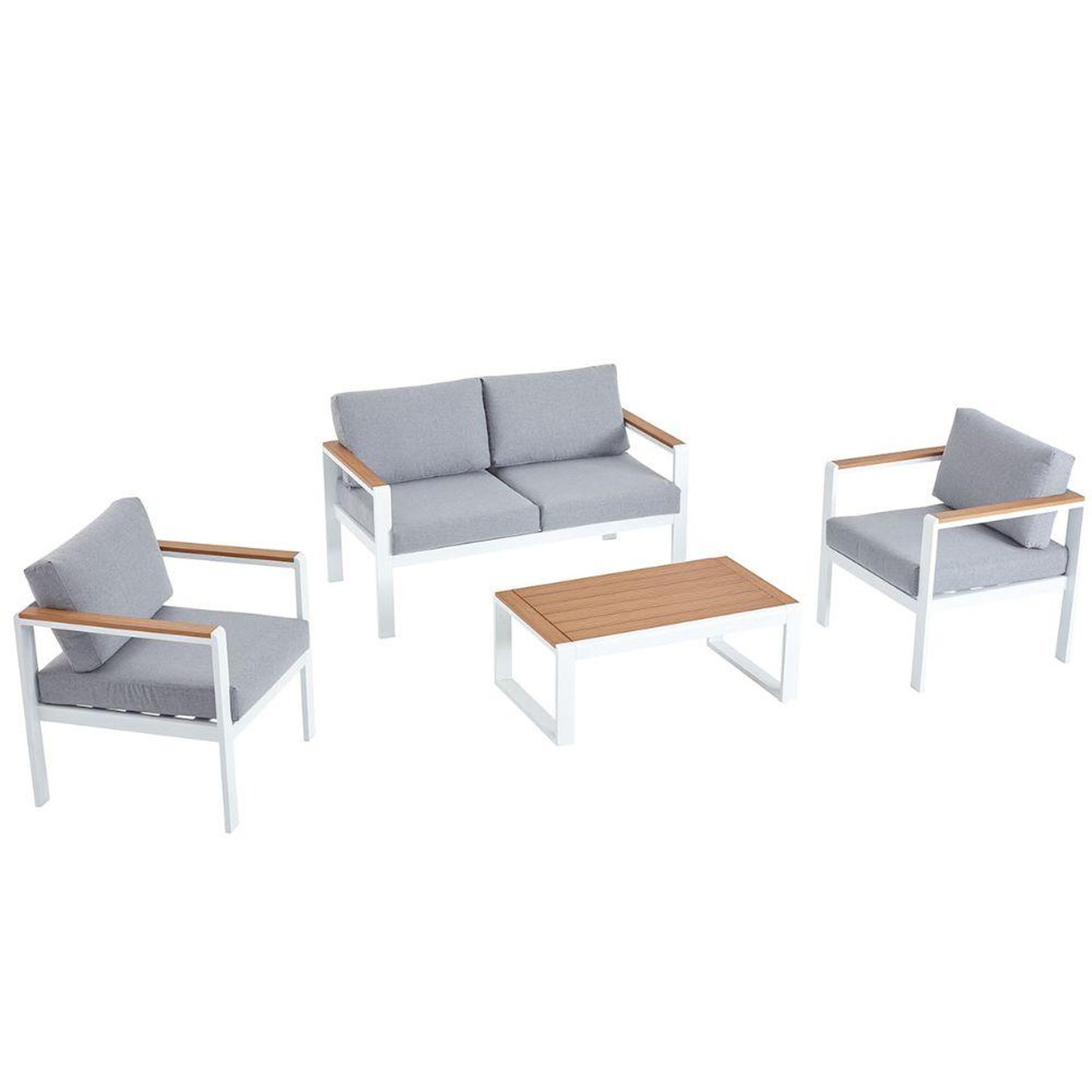 CONCEPT USINE Salon de jardin bas 4 places en aluminium blanc maringo
