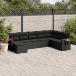 VIDAXL Salon de jardin 8 pcs avec coussins noir resine tressee