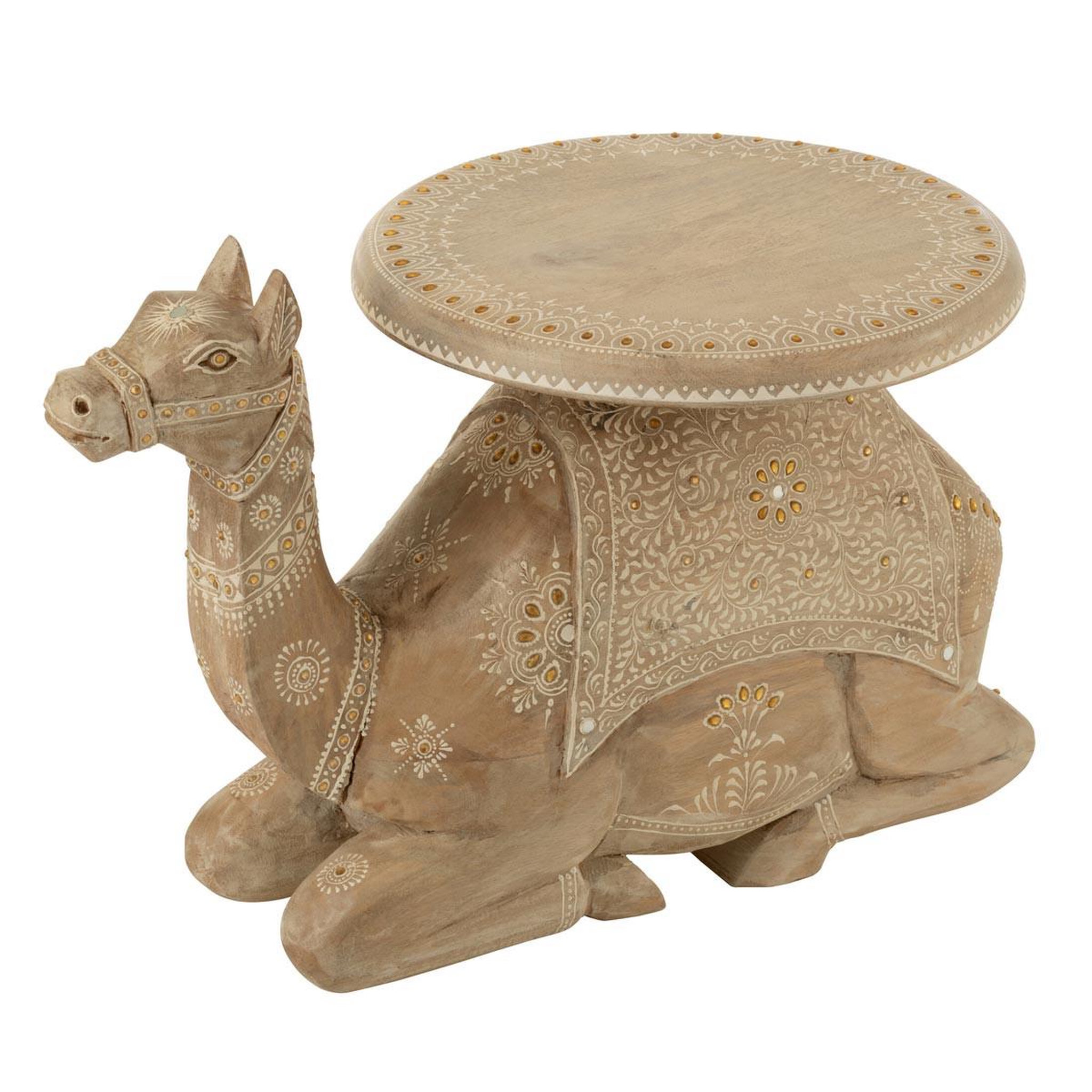 J-LINE Table d'appoint chameau en bois  perle du sahara  58cm naturel