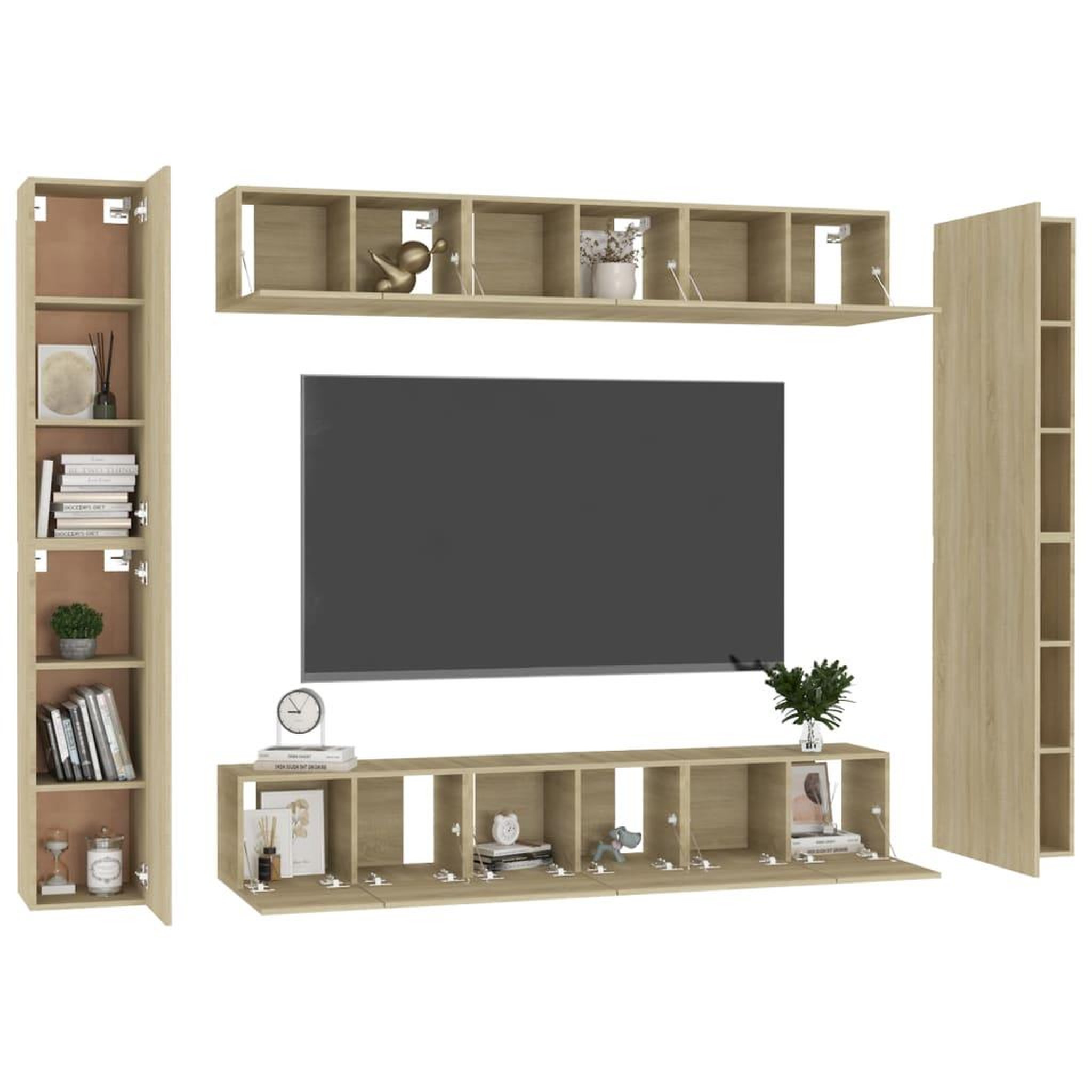 Voir la diapositive 3 : VIDAXL Ensemble de meubles TV 10 pcs Chene sonoma Bois d'ingenierie