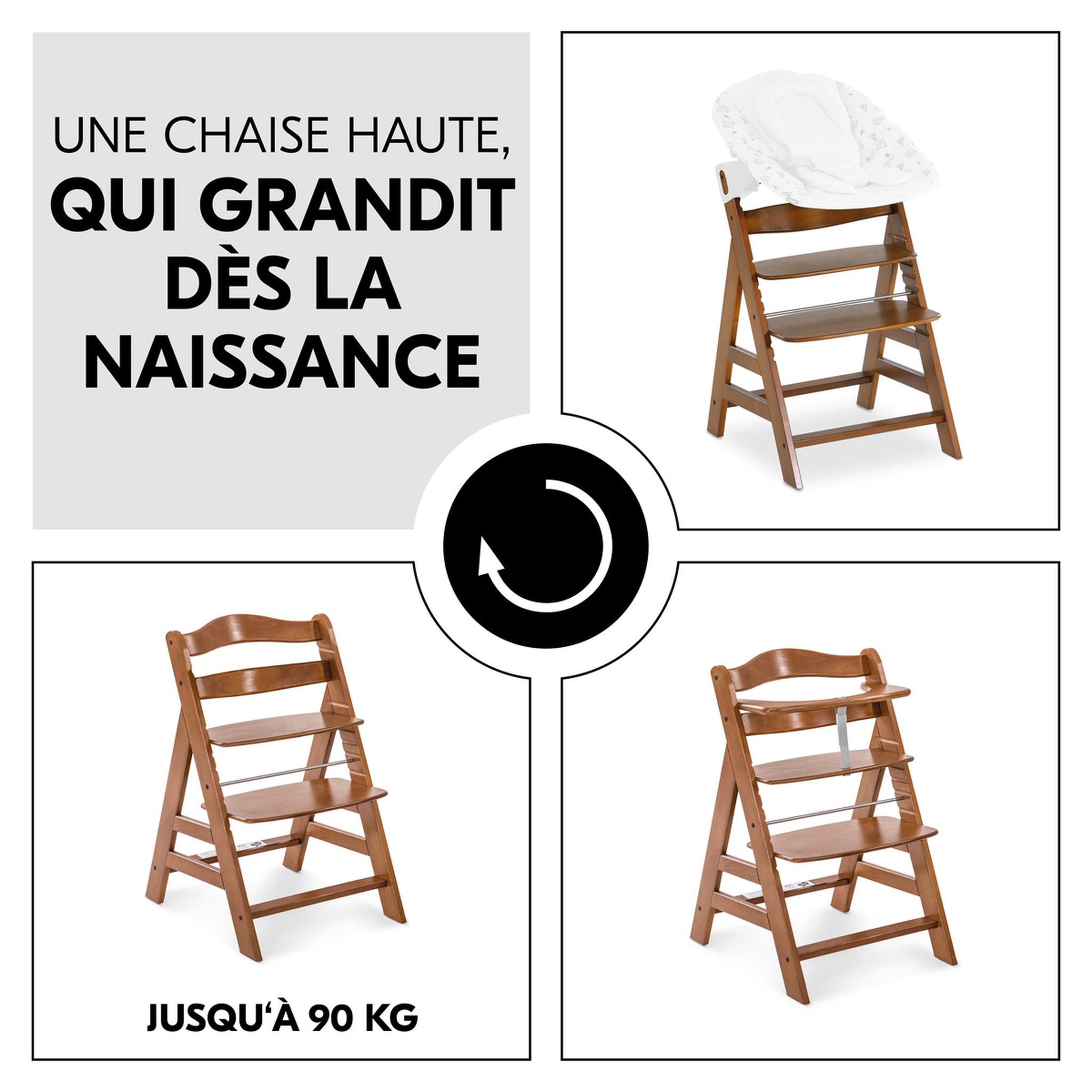 Voir la diapositive 5 : HAUCK Chaise haute en bois Alpha+B