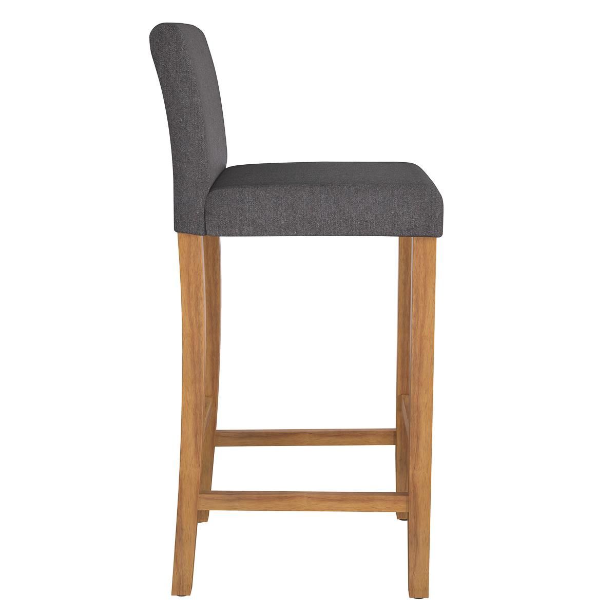 Rendez vous déco Lot de 2 chaises de bar en tissu gris foncé et pieds en bois 75 cm - Havane