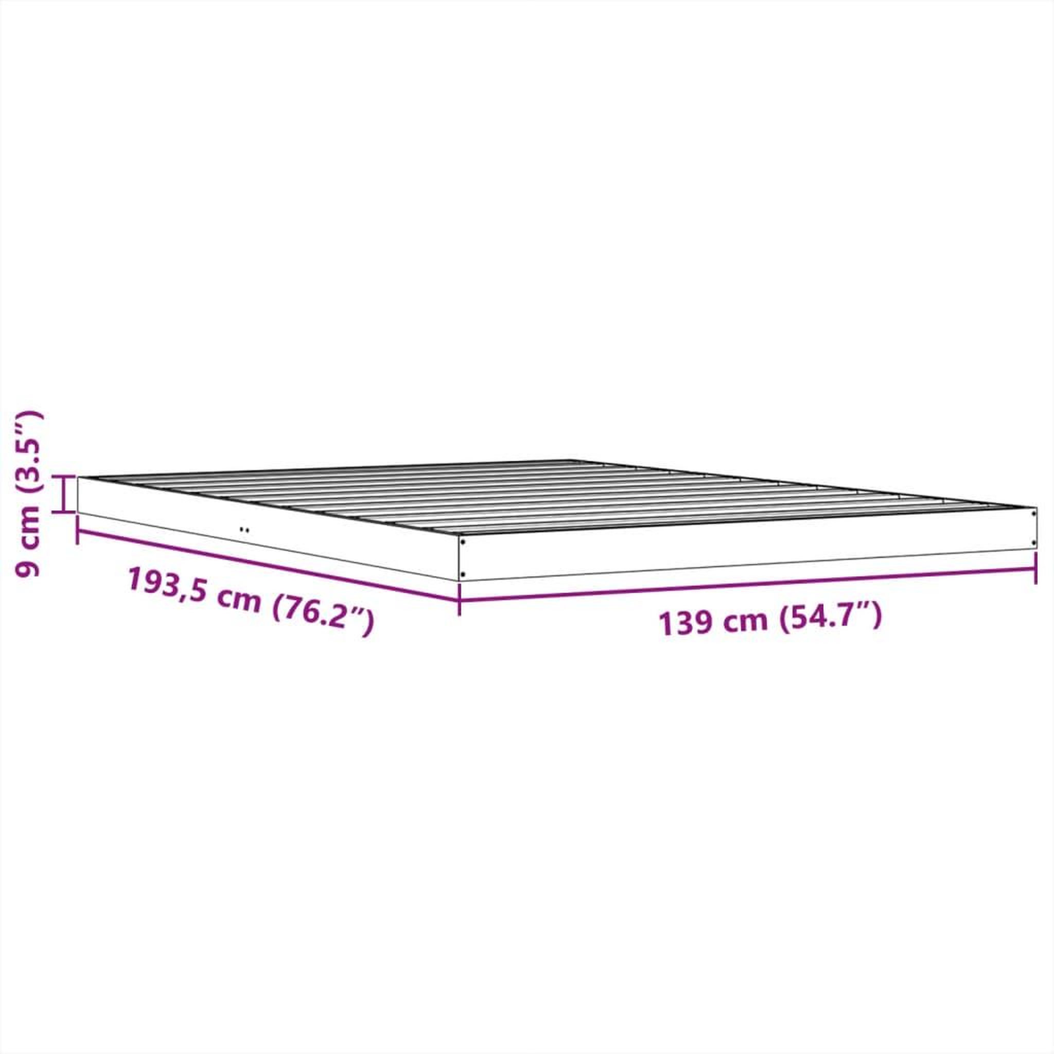 Voir la diapositive 6 : VIDAXL Cadre de lit sans matelas cire marron 135x190cm bois pin massif