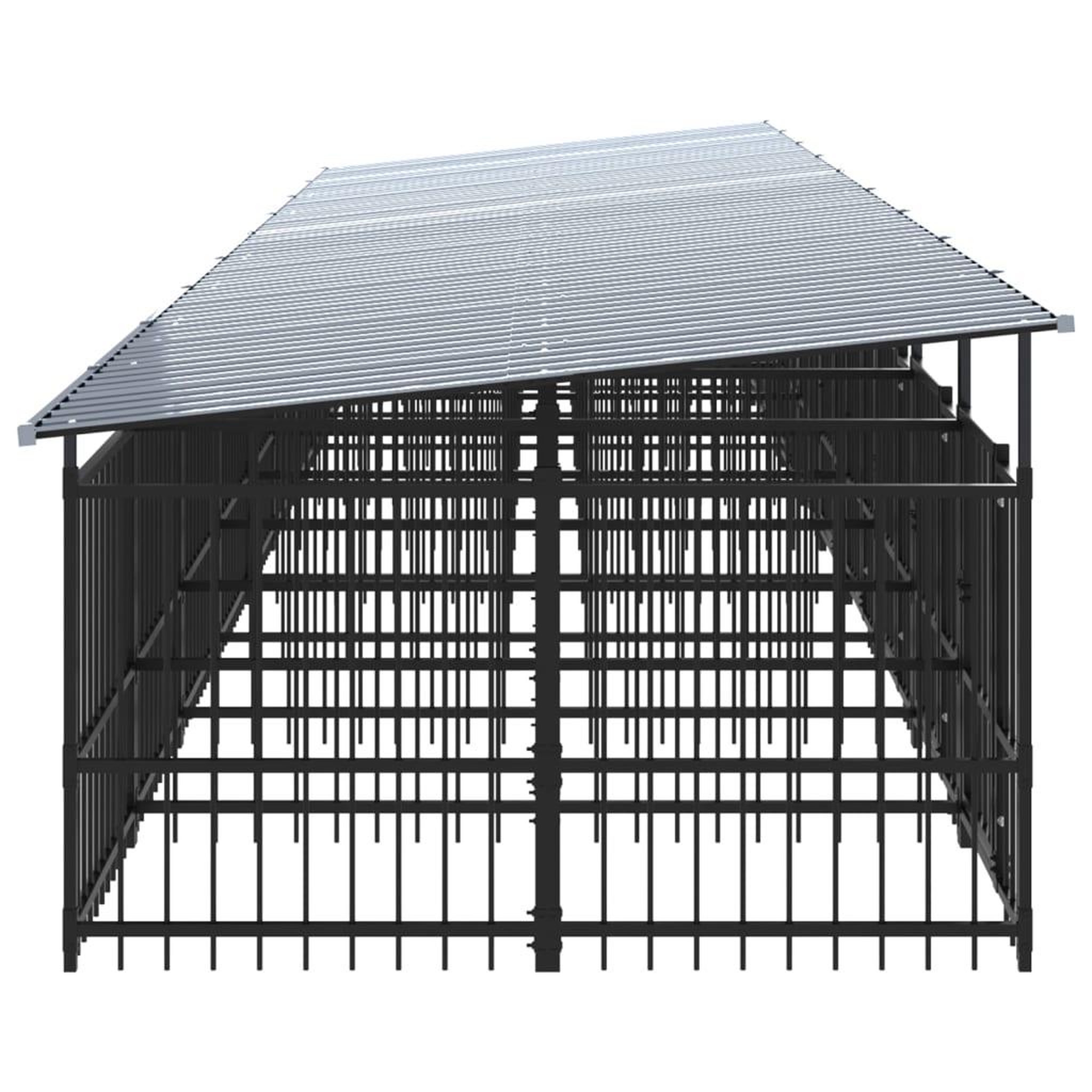 Voir la diapositive 4 : VIDAXL Chenil d'exterieur avec toit pour chiens Acier 16,89 m²