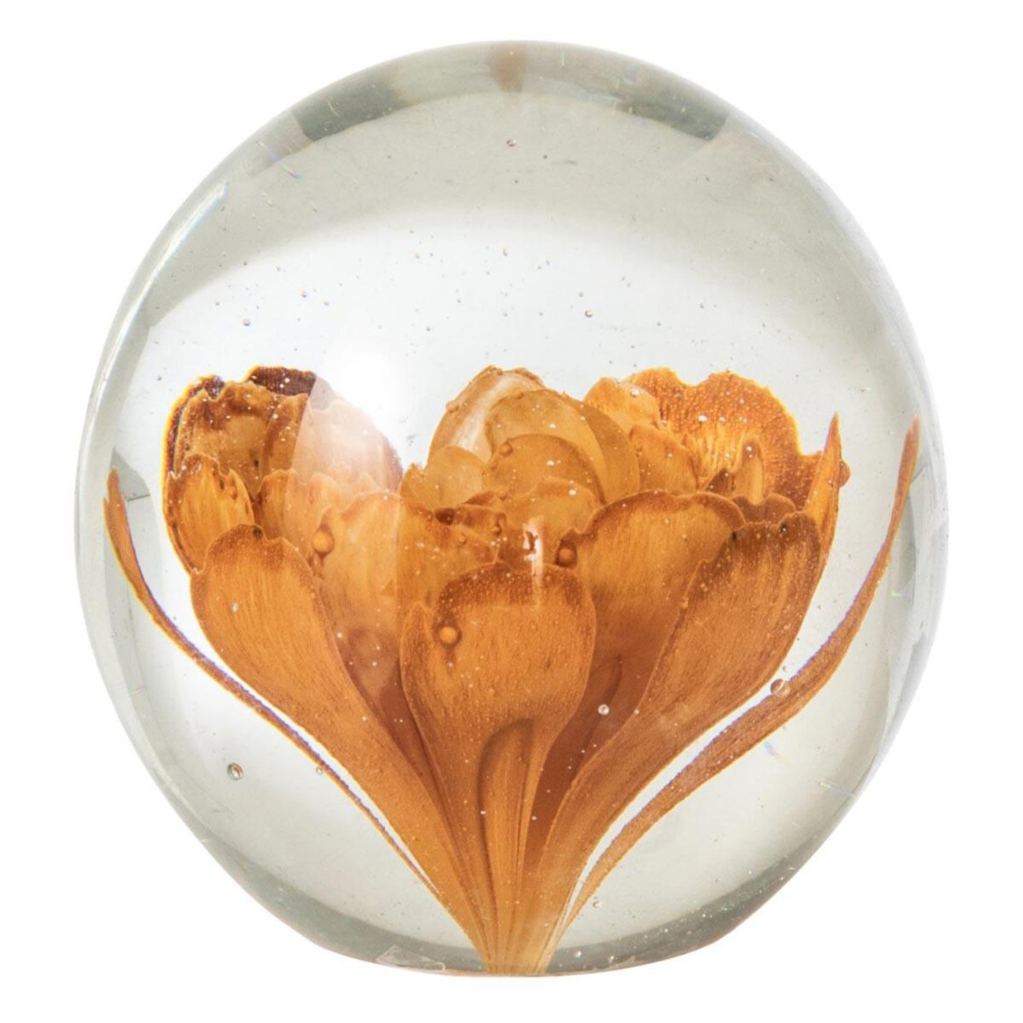 J-LINE Presse-papier fleurs en verre  sacha  8cm bronze
