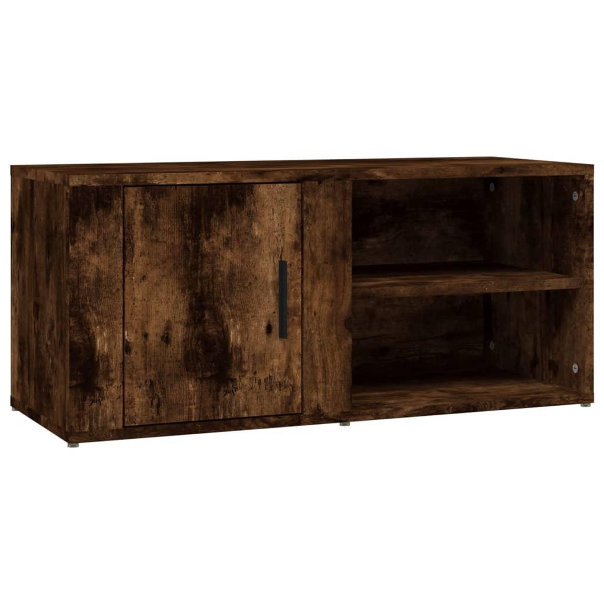 Voir la diapositive 2 : VIDAXL Meuble TV Chene fume 80x31,5x36 cm Bois d'ingenierie