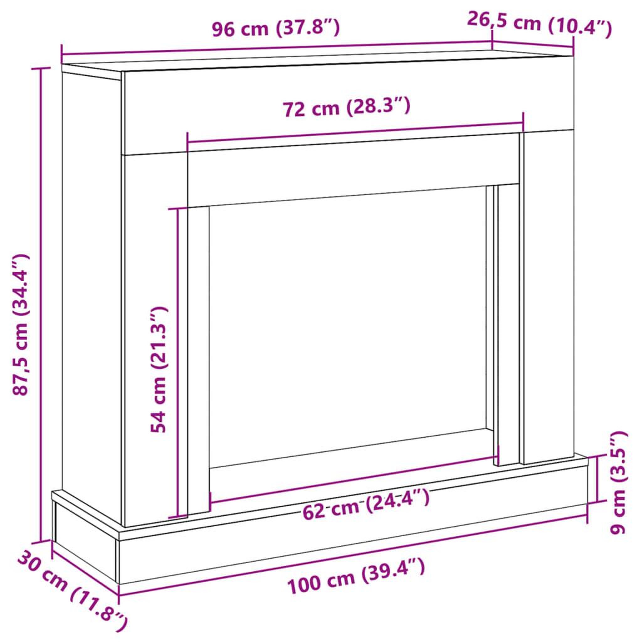 Voir la diapositive 6 : VIDAXL Cadre de cheminee sonoma gris 100x30x87,5 cm bois d'ingenierie