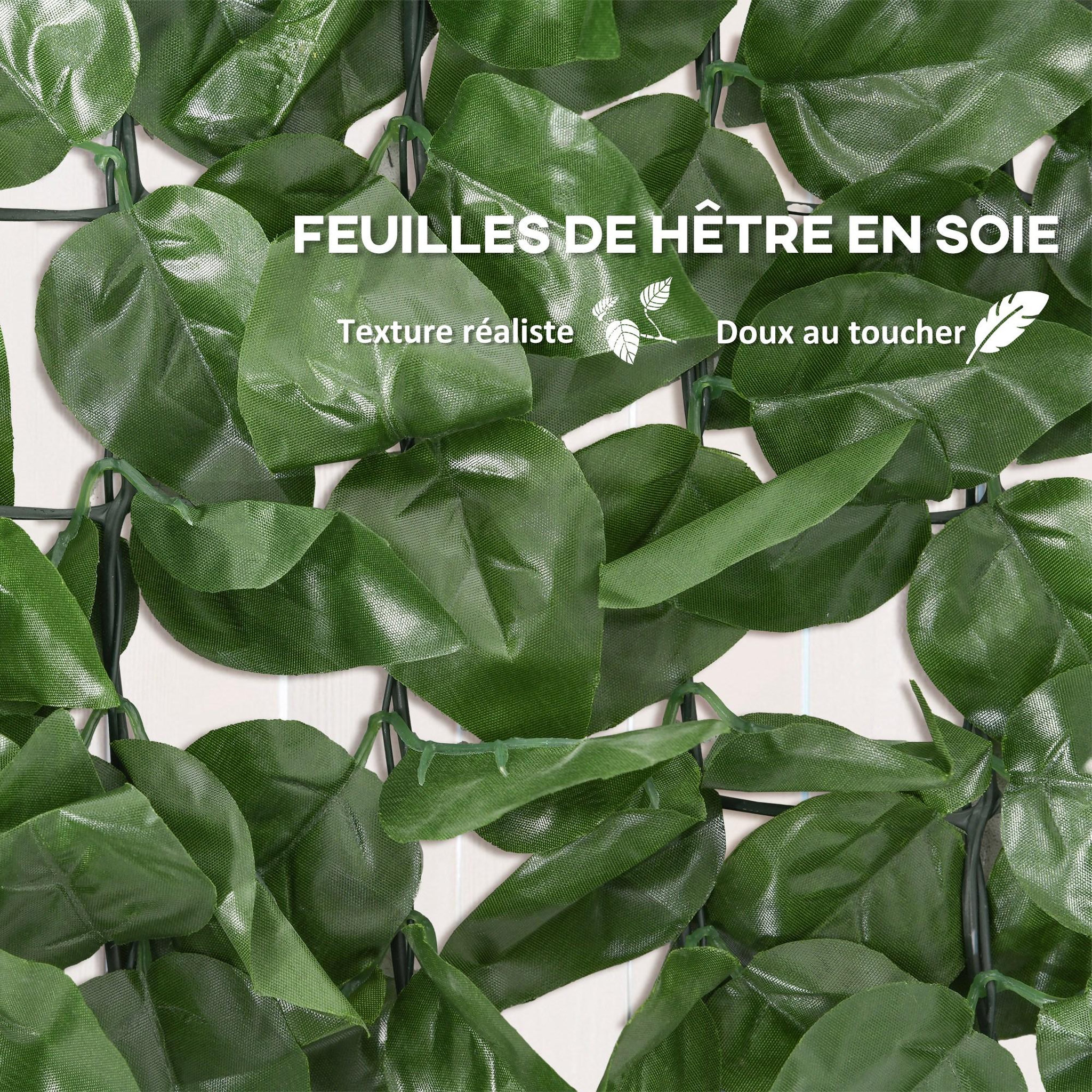 Voir la diapositive 5 : OUTSUNNY Haie Artificielle Brise-Vue décoration Rouleau 3L x 1H m Feuillage hêtre réaliste Anti-UV, feuilles en soie, Vert foncé