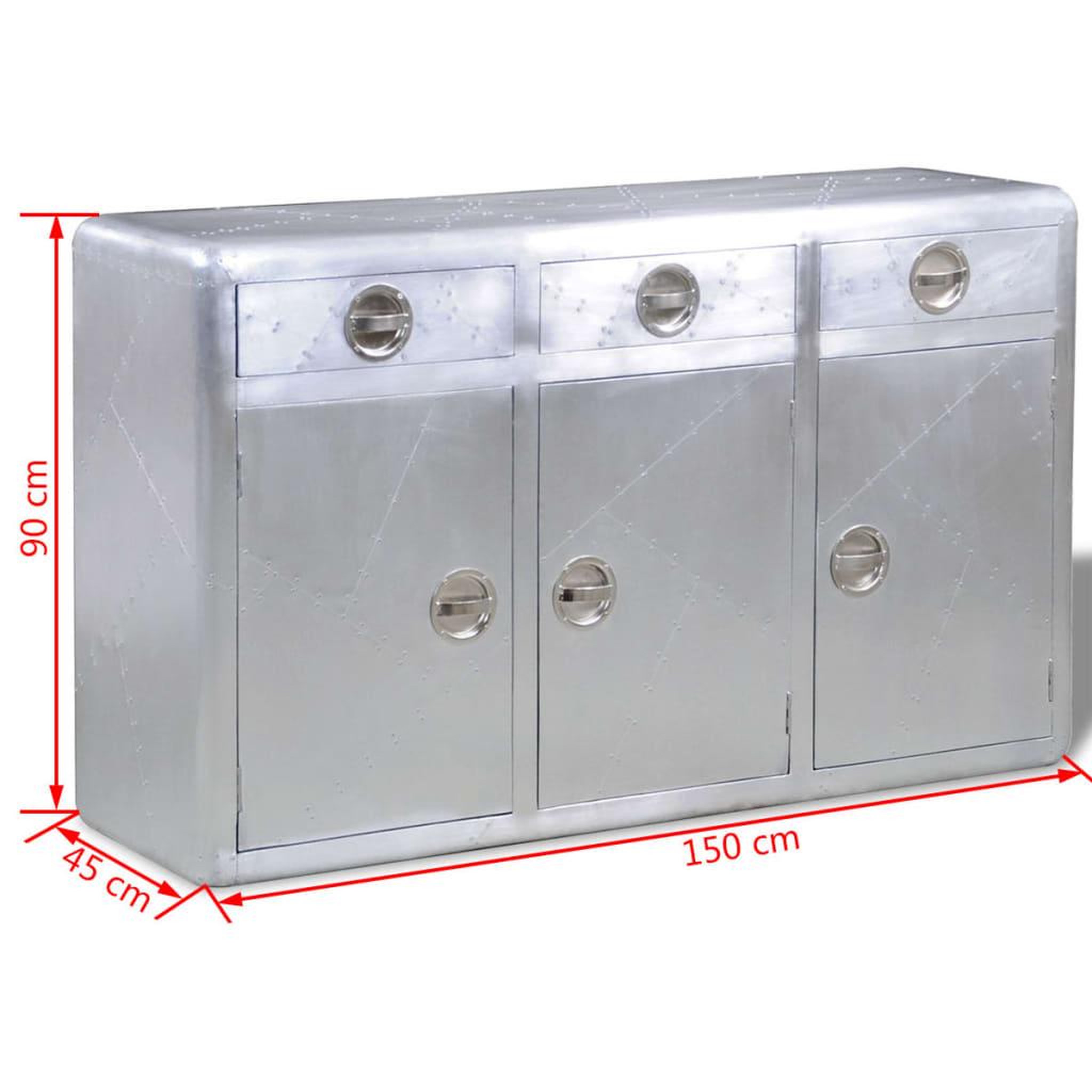 Voir la diapositive 6 : VIDAXL Buffet avec 3 tiroirs Style vintage Aluminium