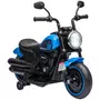 HOMCOM Moto électrique enfant 6 V 3 Km/h effet lumineux roulettes amovibles repose-pied pédale métal PP bleu noir