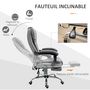Voir la diapositive 5 : VINSETTO Fauteuil de bureau direction massant chauffant hauteur réglable dossier inclinable repose-pied rétractable tissu technique gris