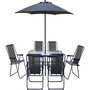 Voir la diapositive 1 : Habitat et Jardin Salon de jardin repas avec parasol en métal  Convivia  - 6 places - Gris anthracite