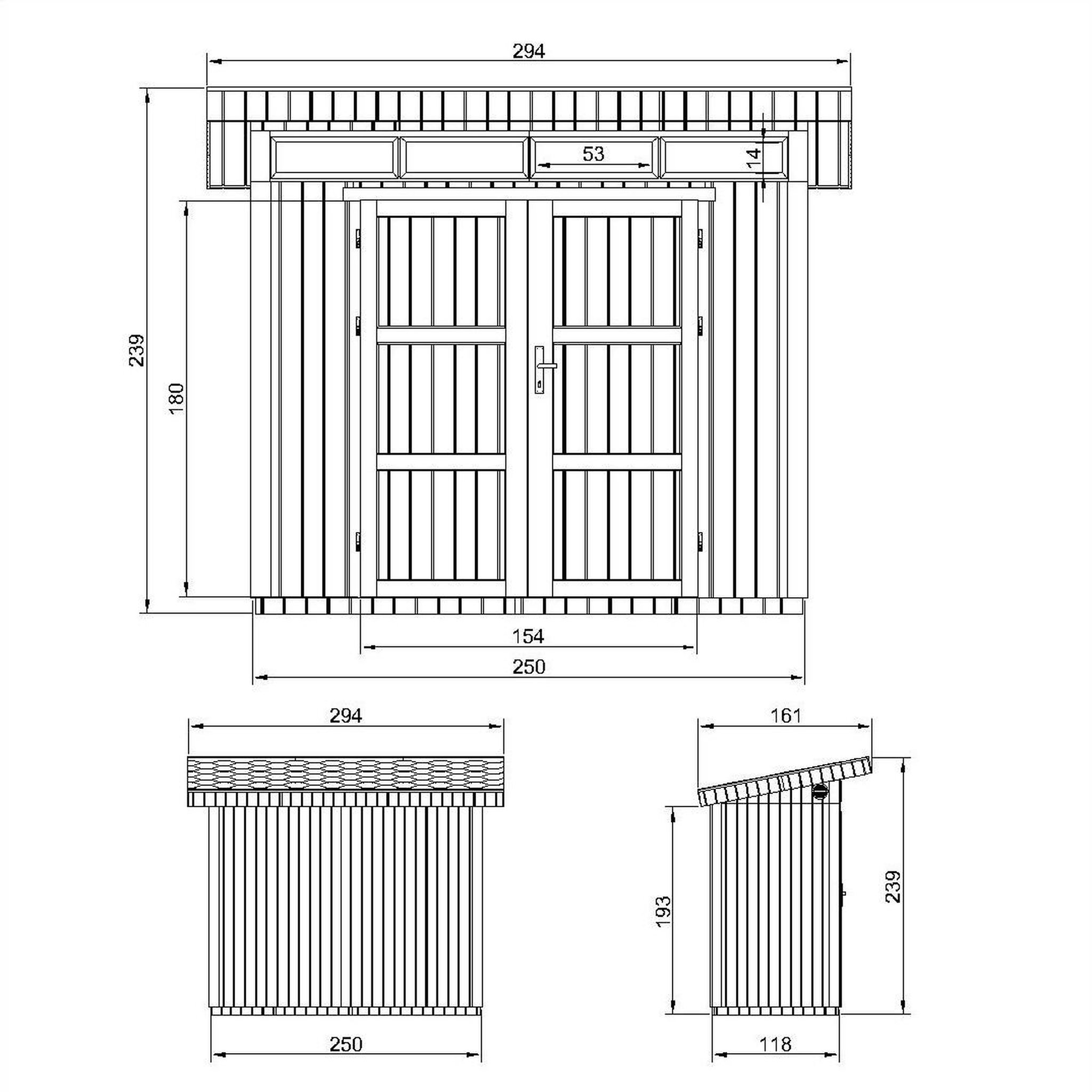 Voir la diapositive 3 : TIMBELA Abri de Jardin Qualité Premium 3m²/L161xL294xH239 cm avec sol, bardeaux bitumineux M901A