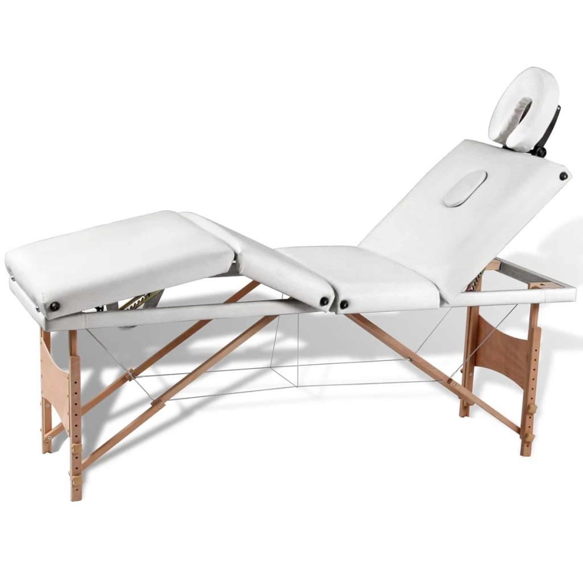 Voir la diapositive 1 : VIDAXL Table de massage pliable Blanc creme 4 zones avec cadre en bois
