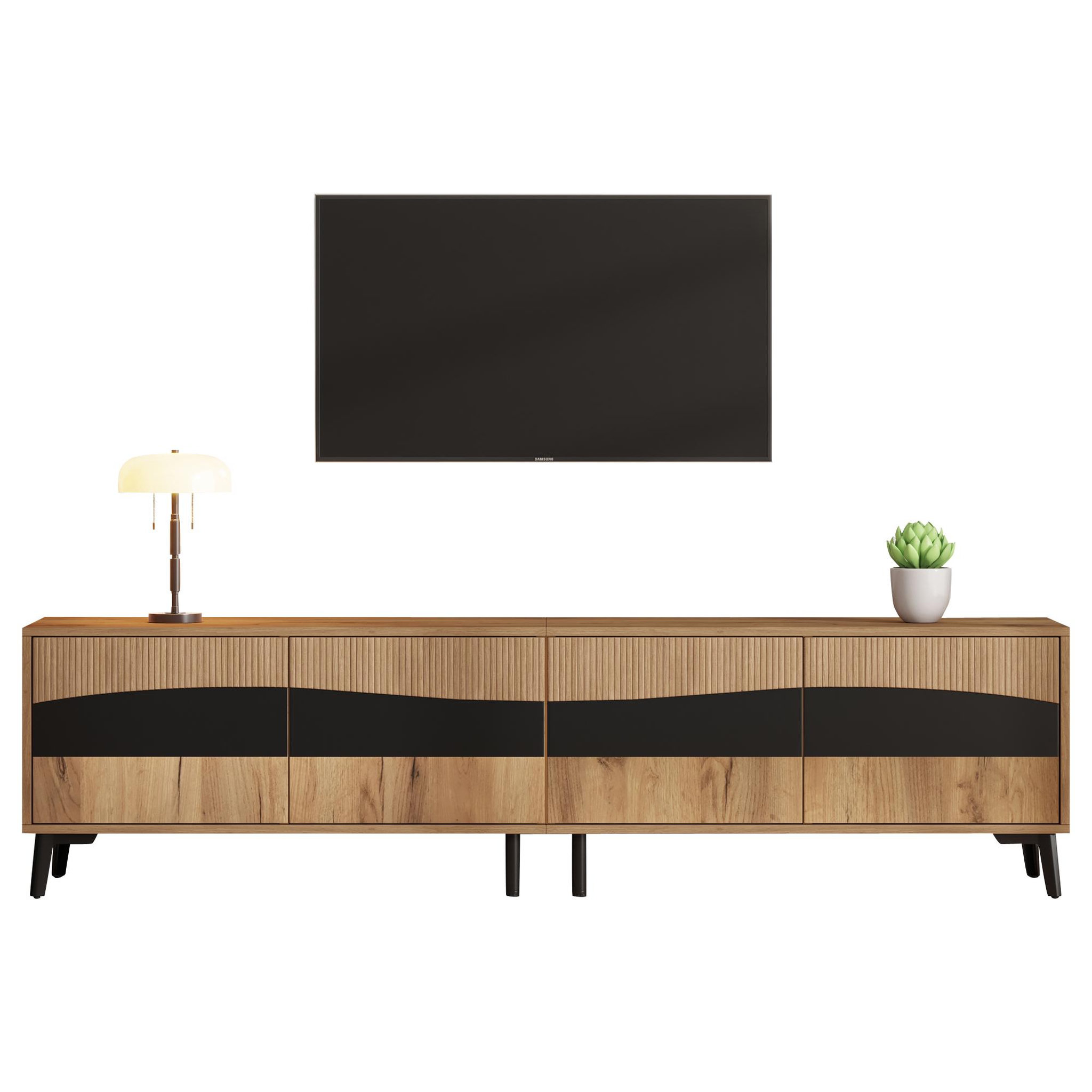 MERAX Meuble tv naturel 180 cm panneau de particules
