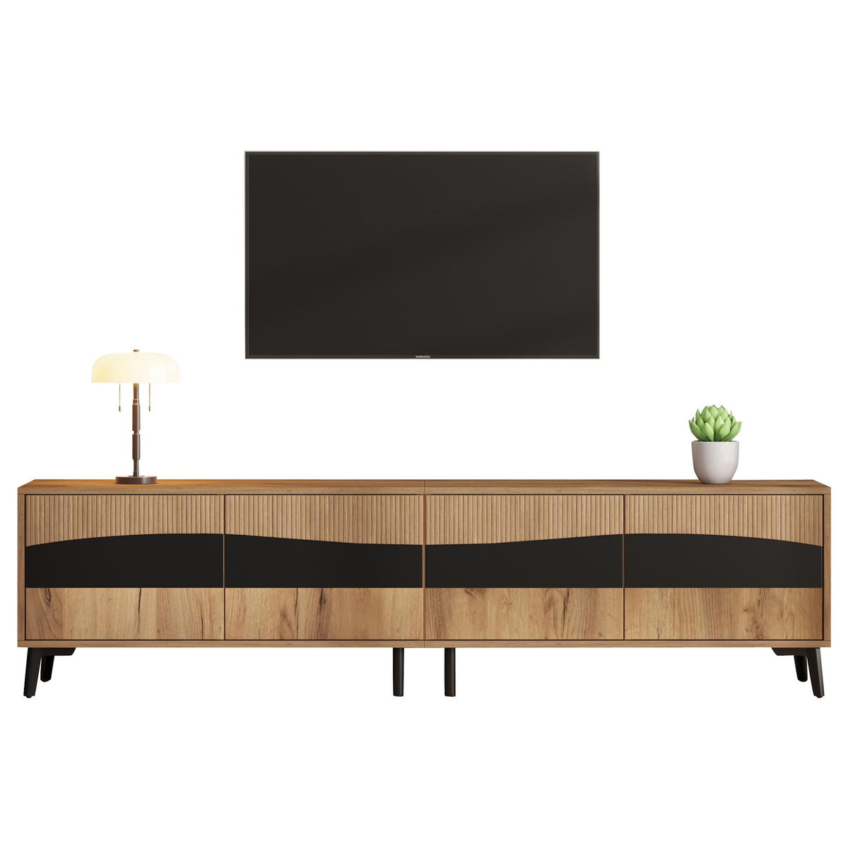 MERAX Meuble tv naturel 180 cm panneau de particules