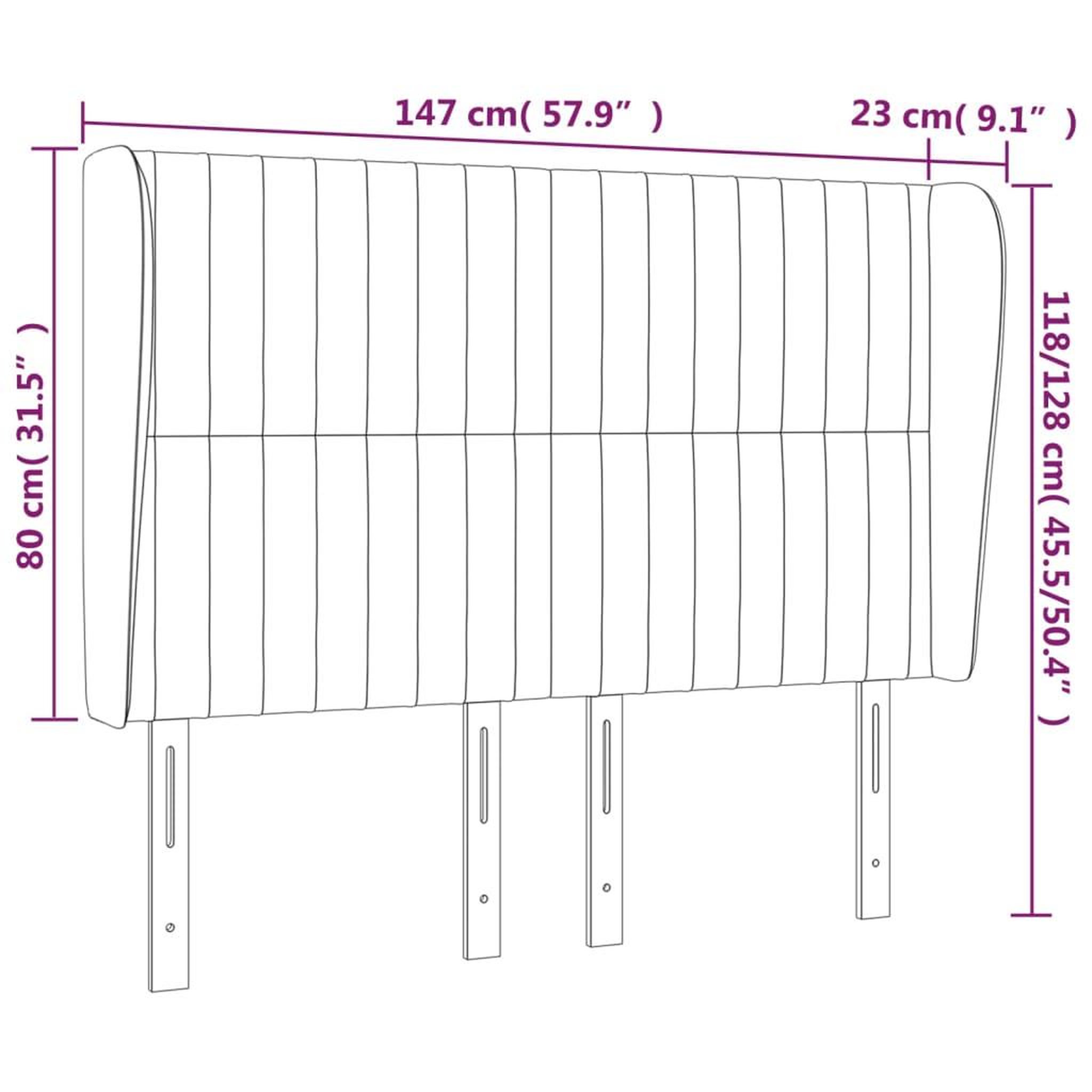Voir la diapositive 6 : VIDAXL Tete de lit avec oreilles Gris clair 147x23x118/128 cm Tissu