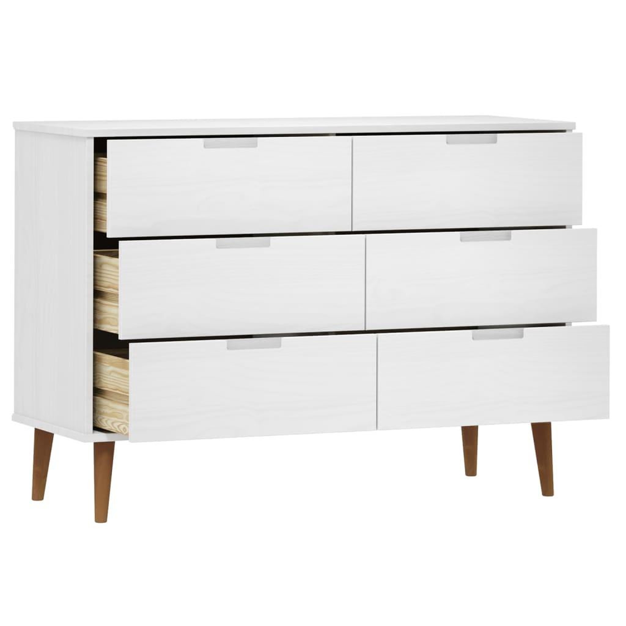 Voir la diapositive 5 : VIDAXL Commode MOLDE Blanc 113x40x80 cm Bois de pin massif
