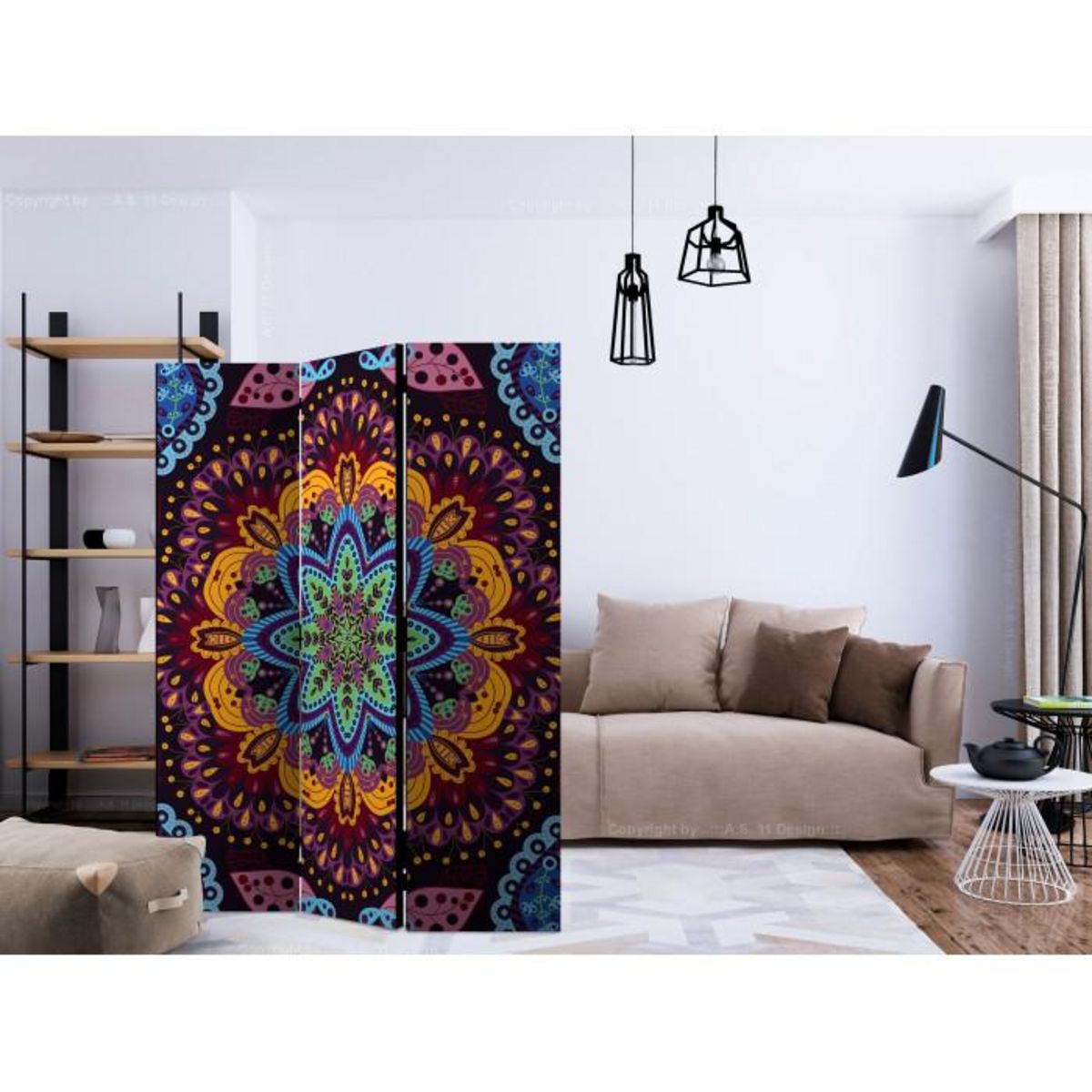Paris Prix Paravent 3 Volets  Colourful Kaleidoscope  135x172cm