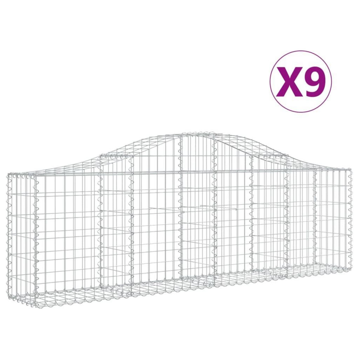 VIDAXL Paniers a gabions arques 9 pcs 200x30x60/80 cm Fer galvanise