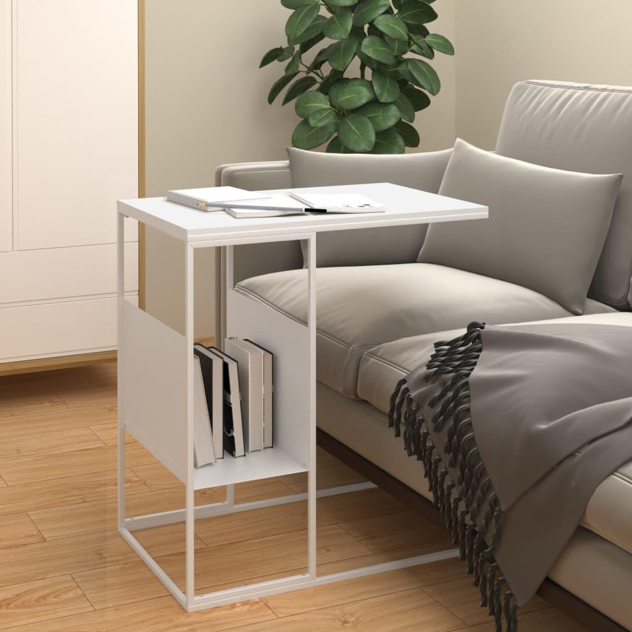 VIDAXL Table d'appoint Blanc 55x36x59,5 cm Bois d'ingenierie