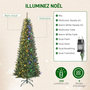 Voir la diapositive 5 : HOMCOM Sapin de Noël artificiel LED x 350 blanc chaud ou multicolore 9 modes H.210 cm 1273 branches support vert