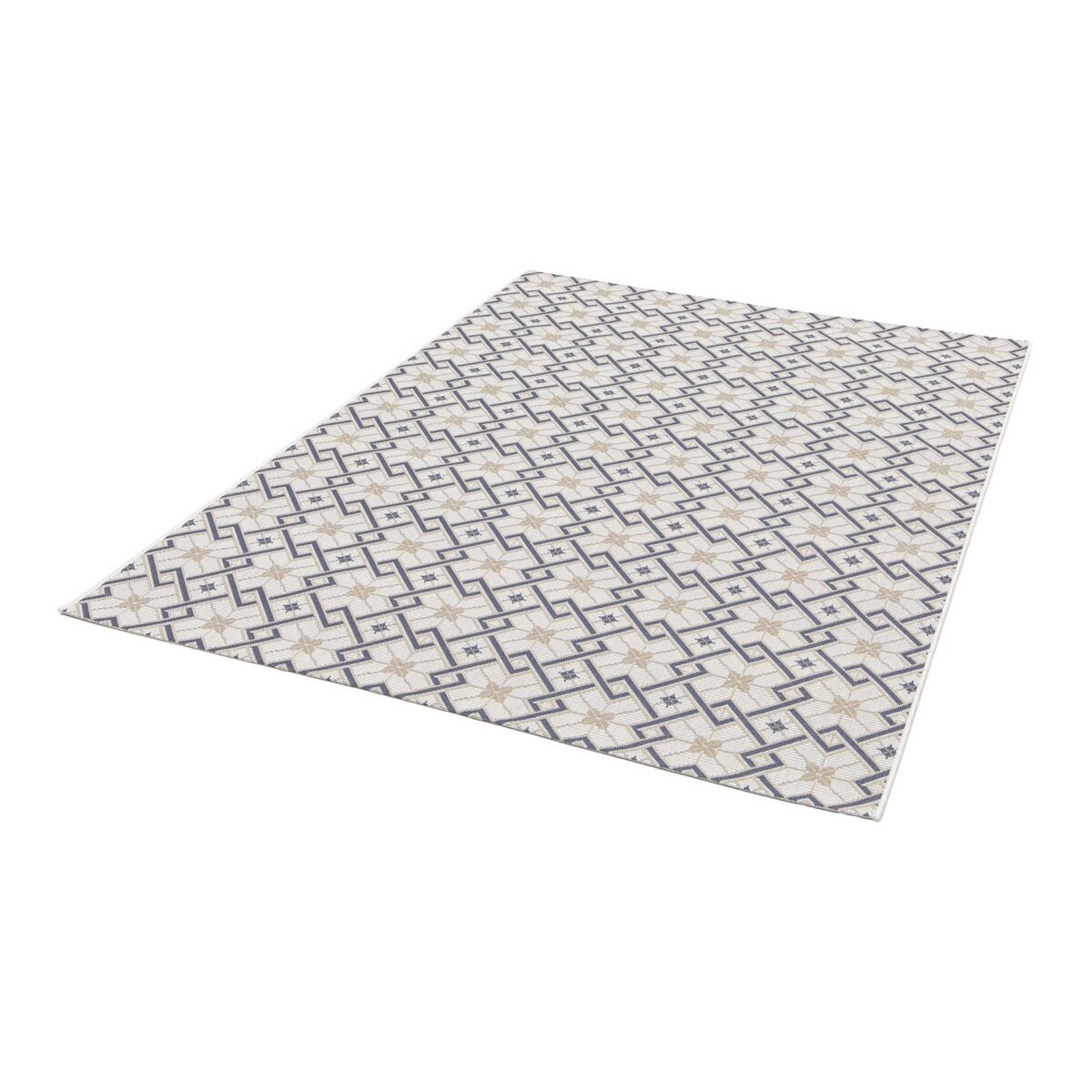 SWEEEK Tapis intérieur/extérieur vintage crème beige bleu Angie