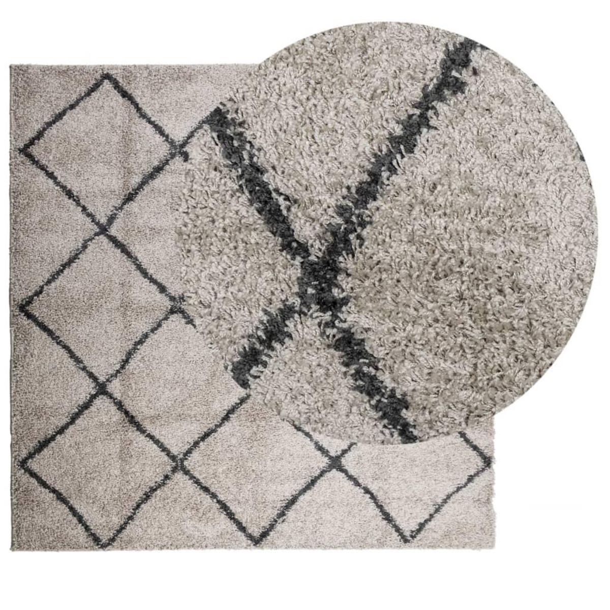 VIDAXL Tapis shaggy a poils longs moderne beige anthracite 160x160 cm