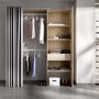 Voir la diapositive 2 : MARKET24 Dressing extensible avec rideau + 1 tiroir - SUIT - Décor chene naturel - Contemporain - Design