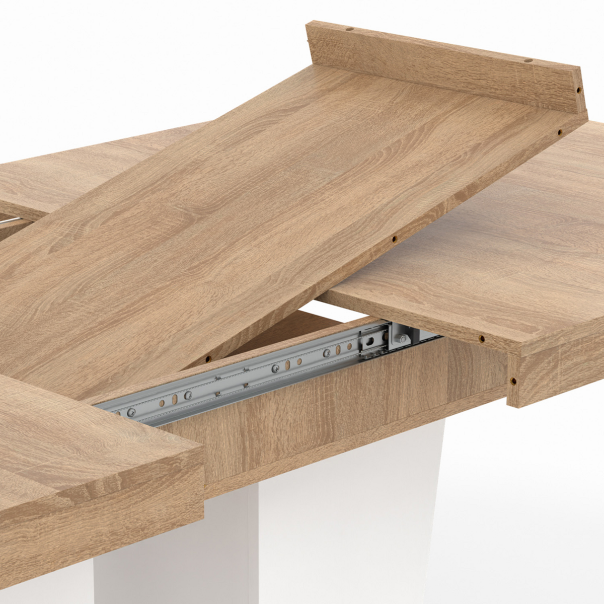 ID MARKET Table à manger extensible rectangle ELIAD 6-10 personnes bois et blanc 160-200 cm