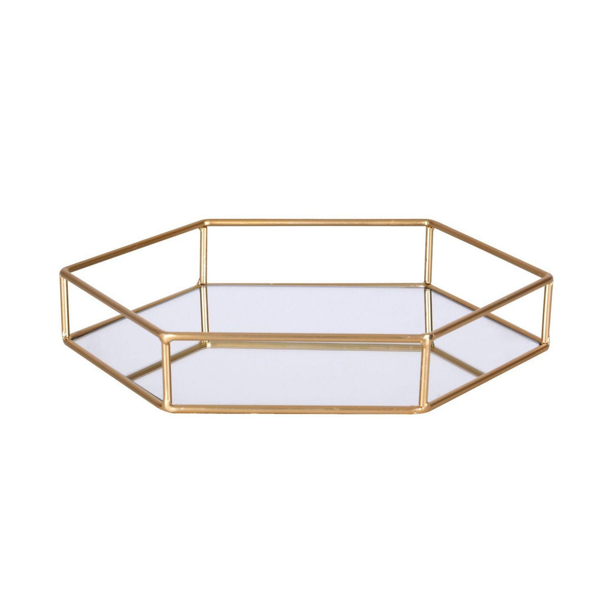TOILINUX Plateau en Métal Polygone - Doré et Miroir