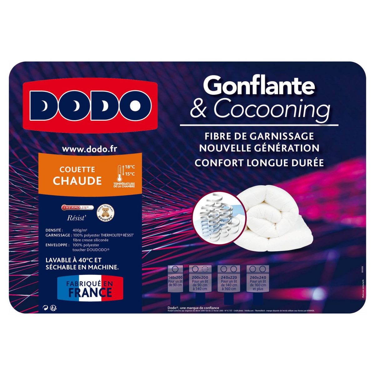 DODO Couette Chaude 400 g/m² GONFLANTE & COCOONING 