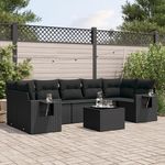 VIDAXL Salon de jardin 8 pcs avec coussins noir resine tressee