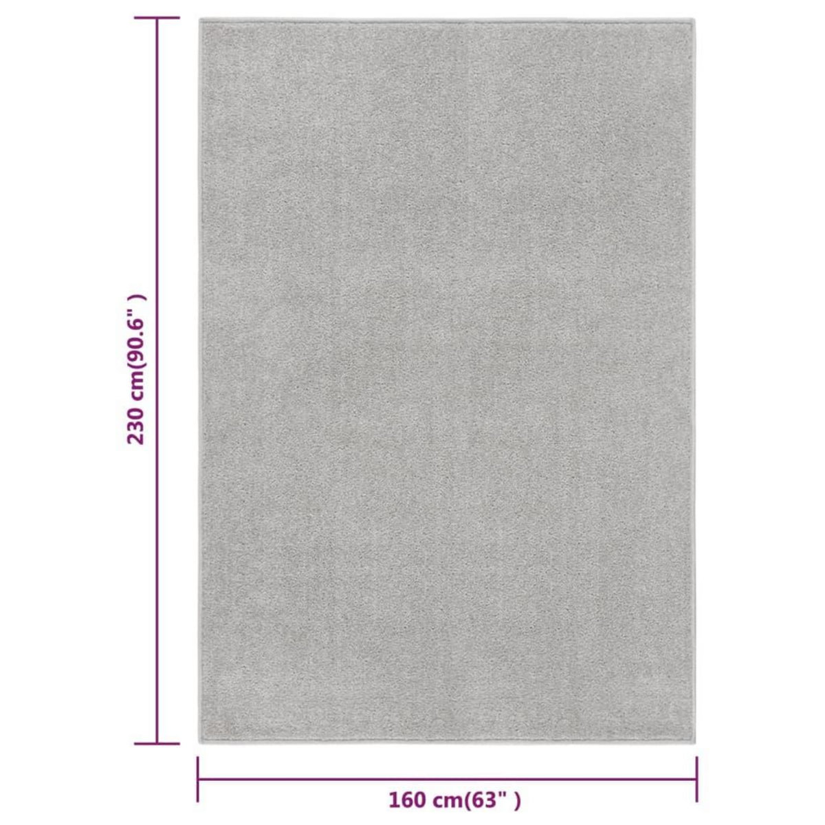 VIDAXL Tapis a poils courts 160x230 cm Gris clair