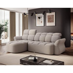 BEST MOBILIER Brume - canapé d'angle gauche 4 places convertible électrique avec coffre et têtières réglables en tissu bouclette