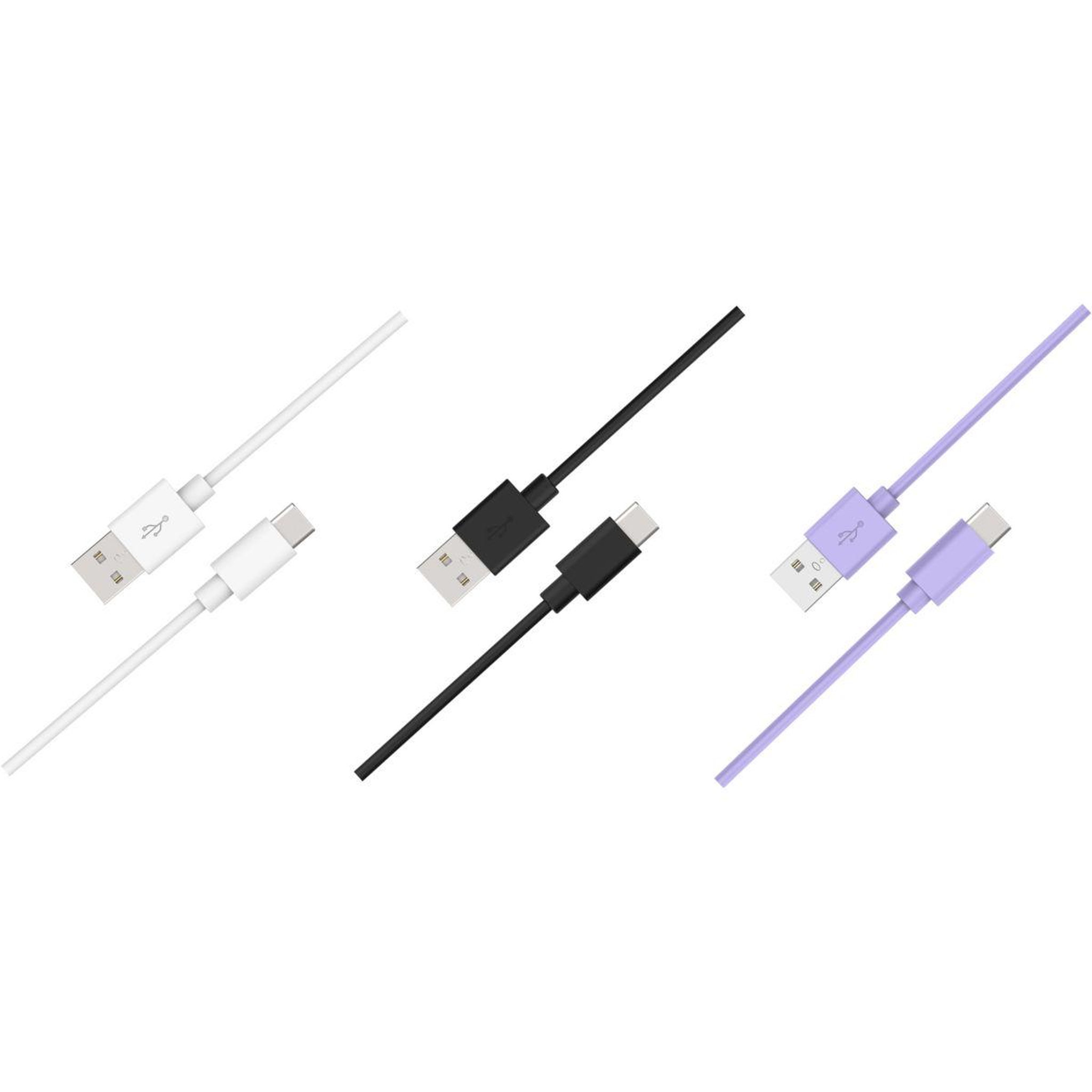Voir la diapositive 2 : ESSENTIEL B Câble usb c pack 3 câbles usb 1m blanc/noir/mauve