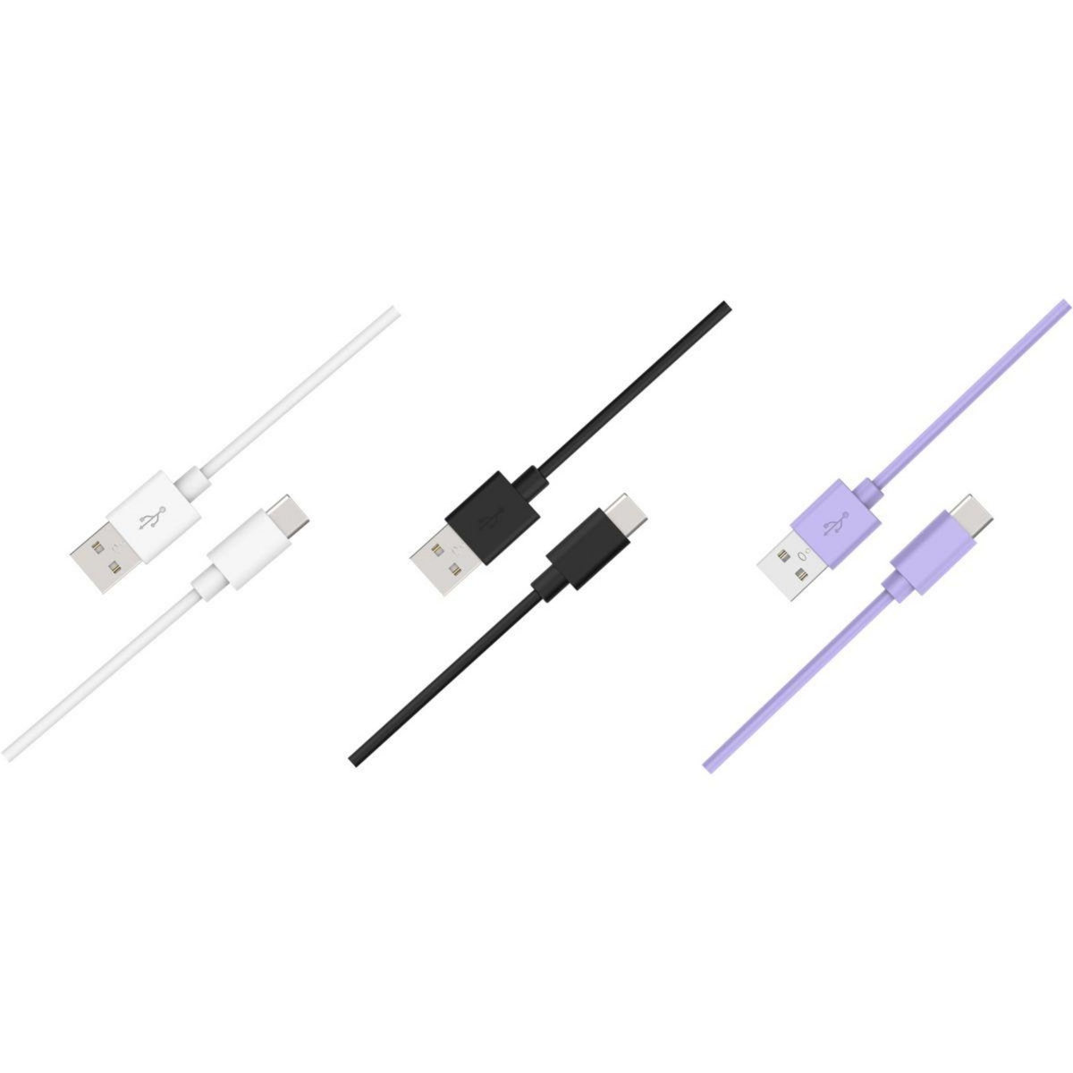 ESSENTIEL B Câble USB C pack 3 câbles USB 1M Blanc/Noir/Mauve